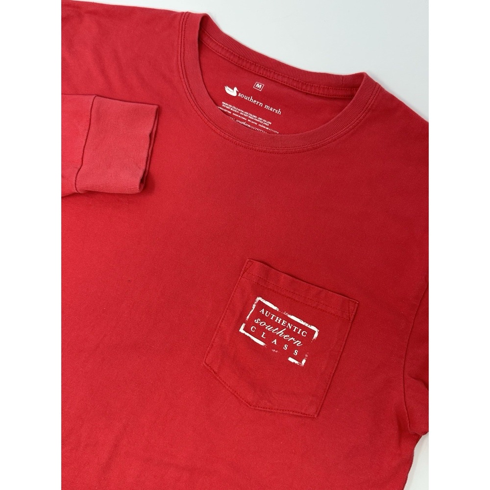 Southern Marsh Mens Medium Red Long Sleeve Pocket T-Shirt Southern Class